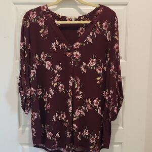 Stitch Fix Floral Burgundy Women's Top size 1X